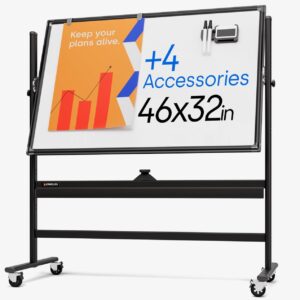Rolling Dry Erase Board 46 x 32 – Large Port...