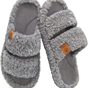 | EverFoams Womens Fuzzy Open-toe Slippers Soft Co...